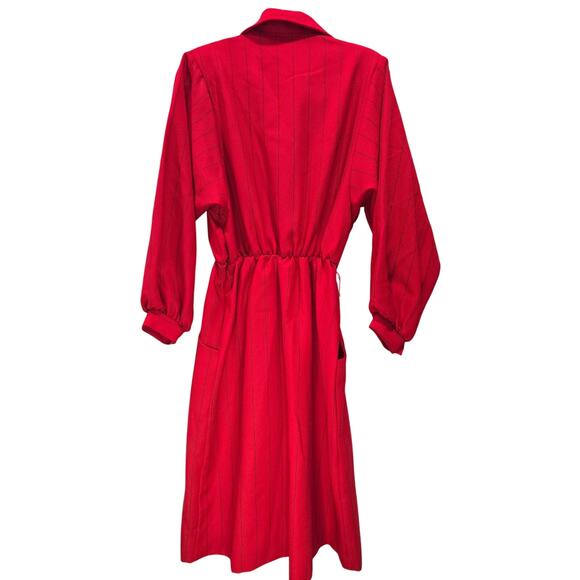 Vintage 1980s Sears“The Fashion Place” Red Striped Shirt Dress – Size 16 (union) - Picture 13 of 16